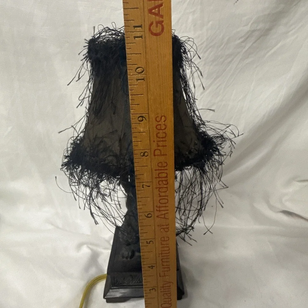 VTG Rabbit Table Lamp Bunny Base Fringe Shade Rustic Whimsy Cottage Goth Decor